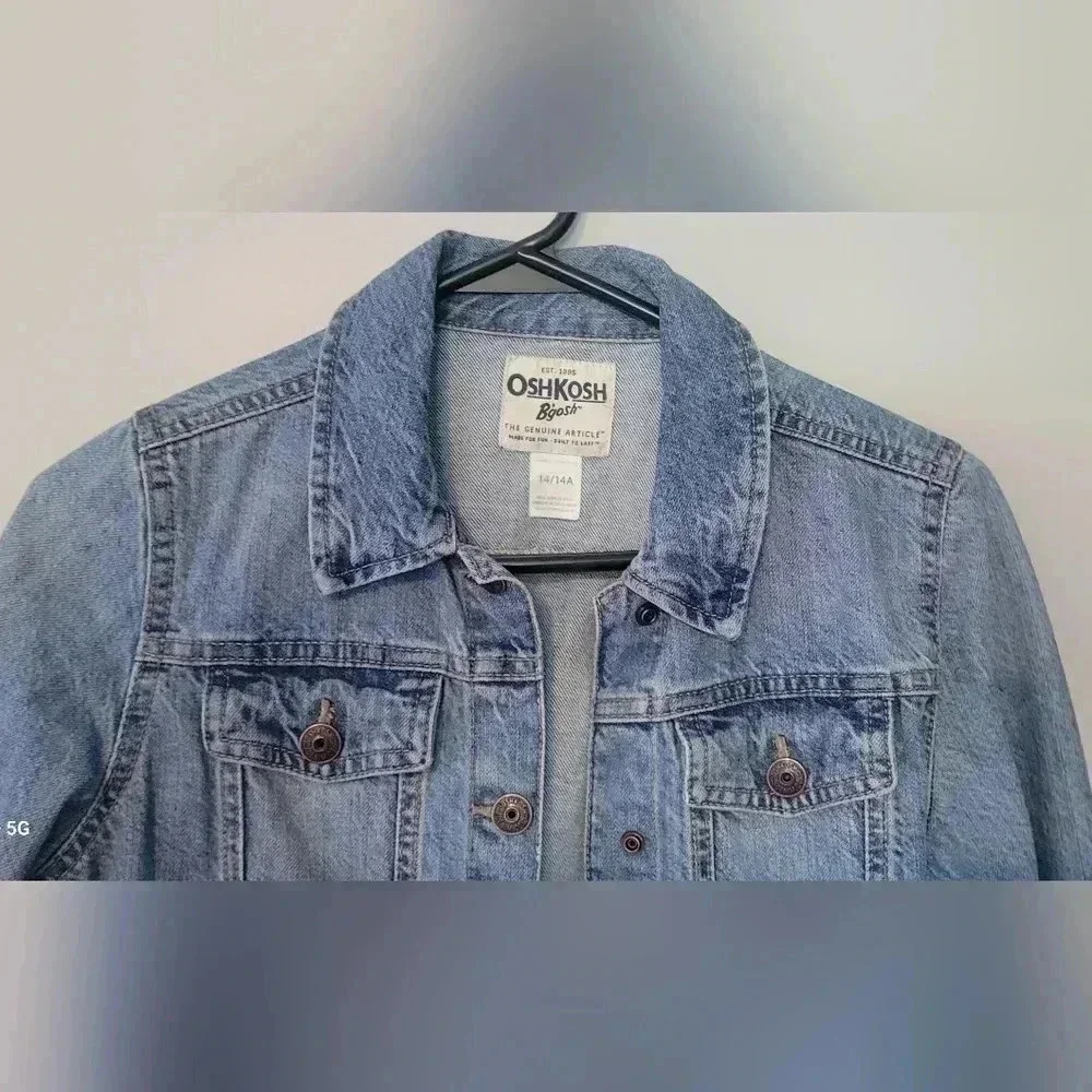 OshKosh B'gosh Classic 100% Cotton Trucker Blue denim Jean Jacket 14/14A